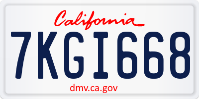 CA license plate 7KGI668
