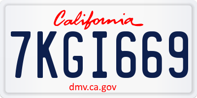 CA license plate 7KGI669