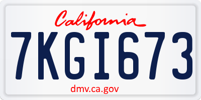 CA license plate 7KGI673