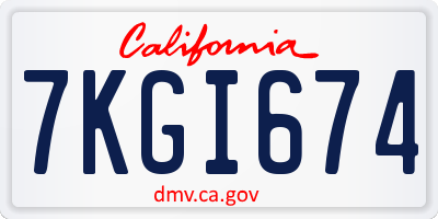 CA license plate 7KGI674