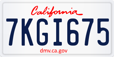 CA license plate 7KGI675