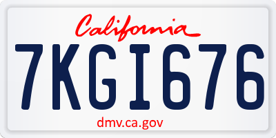 CA license plate 7KGI676