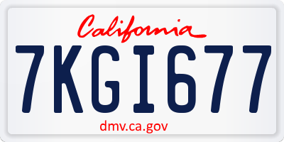 CA license plate 7KGI677