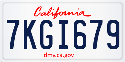 CA license plate 7KGI679