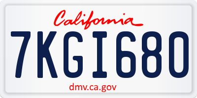 CA license plate 7KGI680