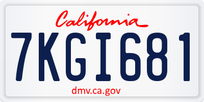 CA license plate 7KGI681