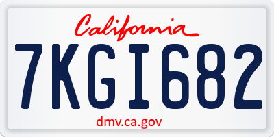 CA license plate 7KGI682