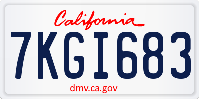 CA license plate 7KGI683
