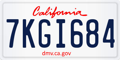 CA license plate 7KGI684