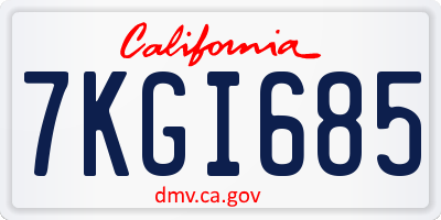 CA license plate 7KGI685