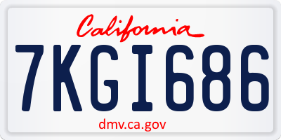 CA license plate 7KGI686