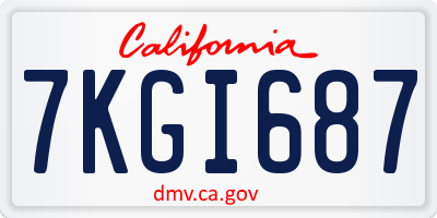 CA license plate 7KGI687