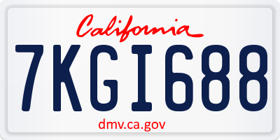 CA license plate 7KGI688