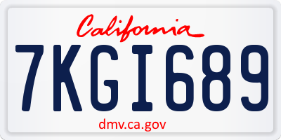 CA license plate 7KGI689