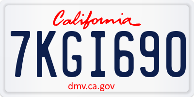 CA license plate 7KGI690