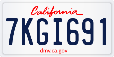 CA license plate 7KGI691