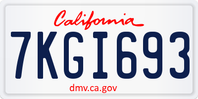 CA license plate 7KGI693