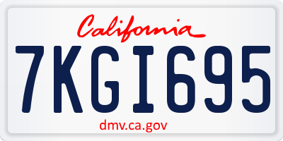 CA license plate 7KGI695