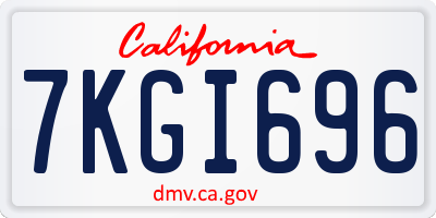 CA license plate 7KGI696