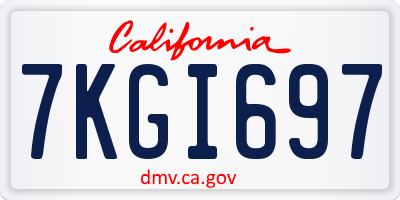CA license plate 7KGI697