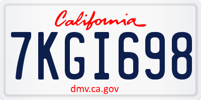 CA license plate 7KGI698