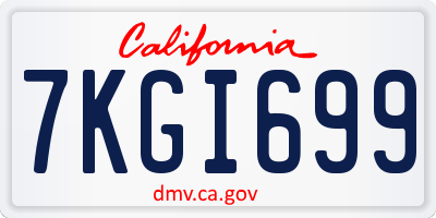 CA license plate 7KGI699