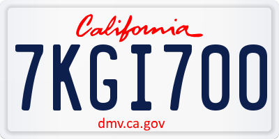 CA license plate 7KGI700