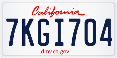 CA license plate 7KGI704