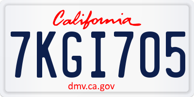 CA license plate 7KGI705