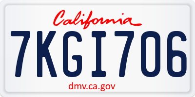 CA license plate 7KGI706