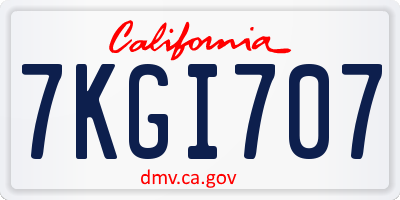 CA license plate 7KGI707