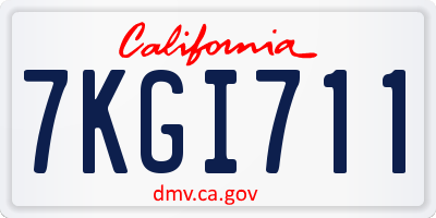 CA license plate 7KGI711