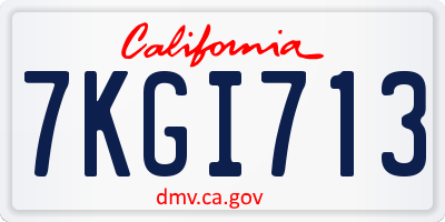 CA license plate 7KGI713