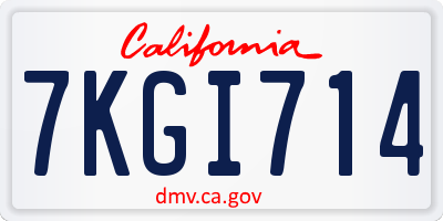 CA license plate 7KGI714