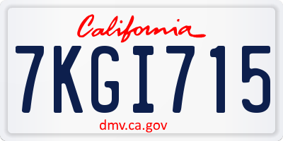CA license plate 7KGI715