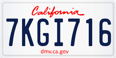 CA license plate 7KGI716
