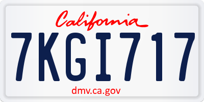 CA license plate 7KGI717