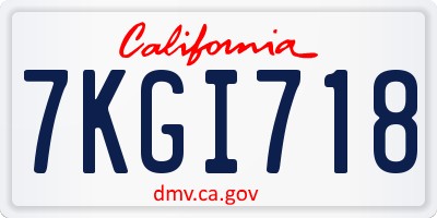 CA license plate 7KGI718
