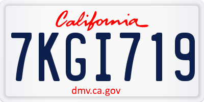 CA license plate 7KGI719