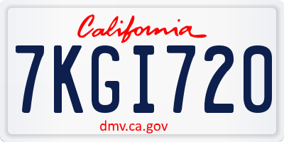 CA license plate 7KGI720