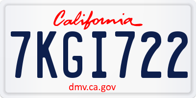 CA license plate 7KGI722