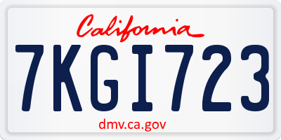 CA license plate 7KGI723