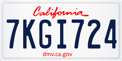 CA license plate 7KGI724