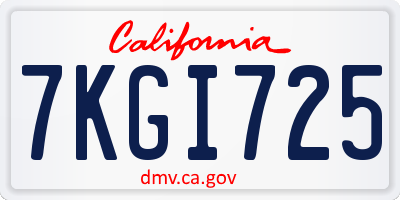 CA license plate 7KGI725
