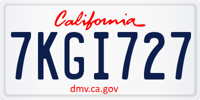 CA license plate 7KGI727