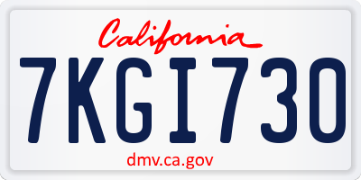 CA license plate 7KGI730