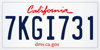 CA license plate 7KGI731