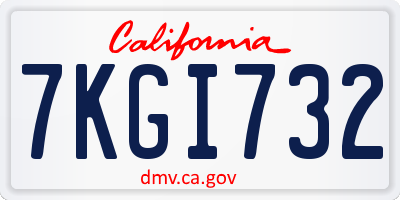 CA license plate 7KGI732