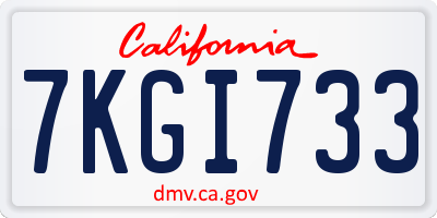 CA license plate 7KGI733
