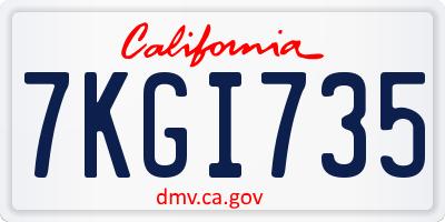 CA license plate 7KGI735